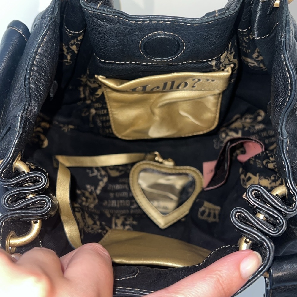 Juicy Couture Vintage Black Leather Small Satchel Handbag - Picture 9 of 17